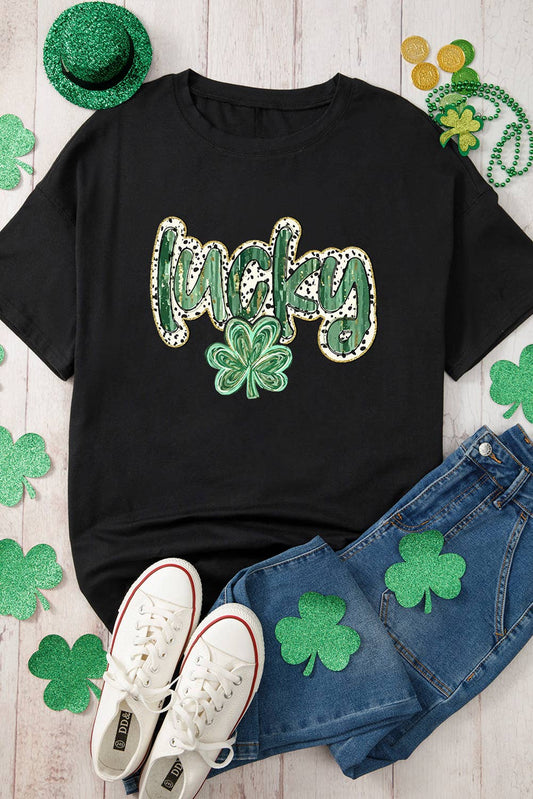 St Patricks Lucky Clover Pattern Casual T Shirt