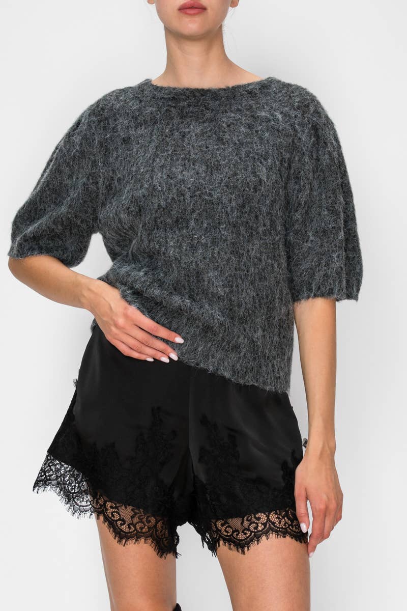 LACE TRIM SATIN SHORTS