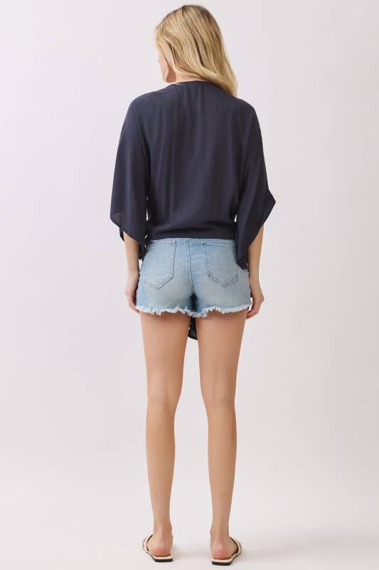 THREE QUARTER SHORT KIMONO CARDIGAN
