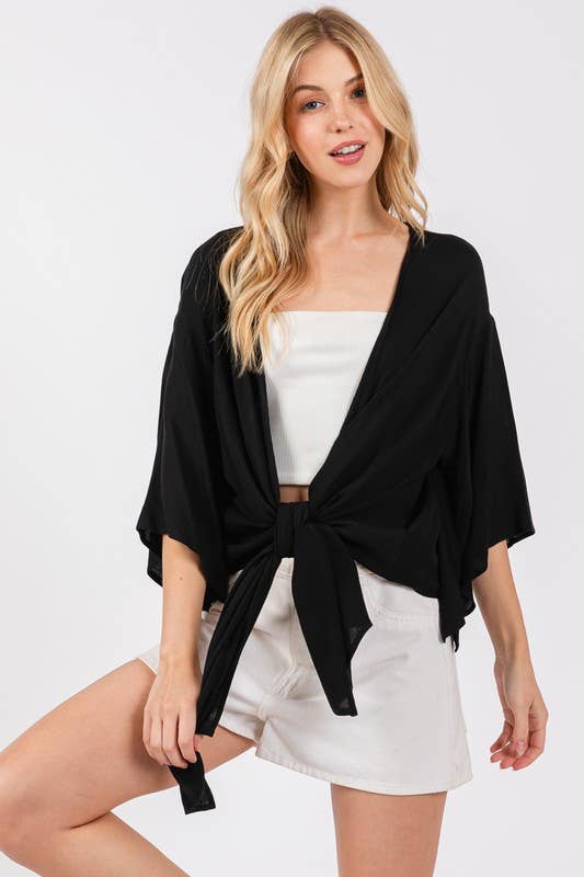 THREE QUARTER SHORT KIMONO CARDIGAN