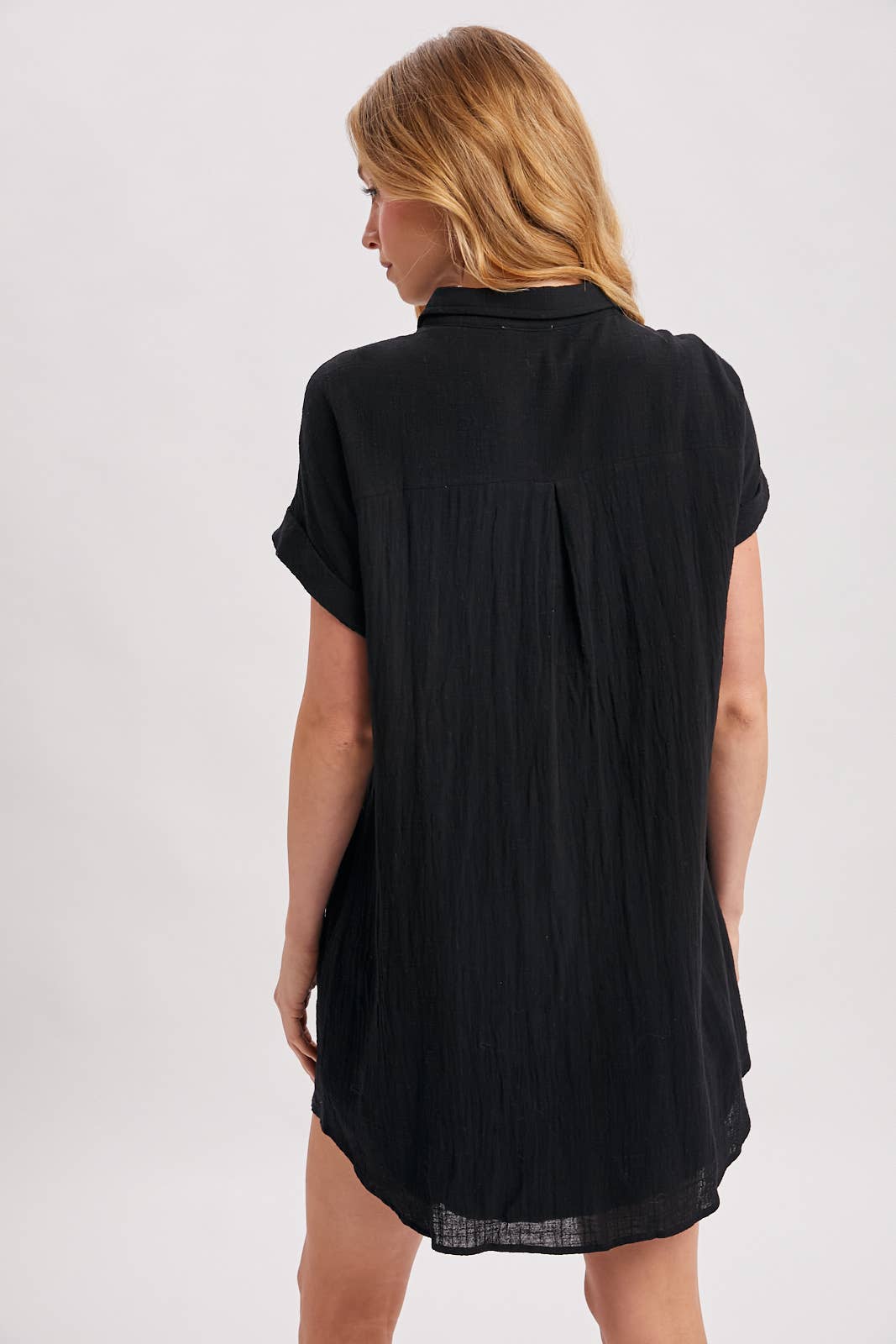 BUTTON UP SHIRT DRESS WITH POCKET