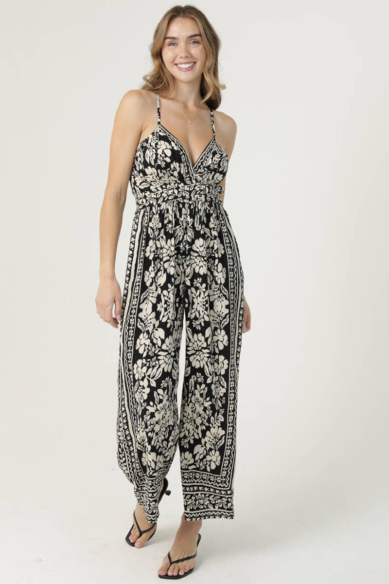 V NECK PRINTED JUMPSUIT