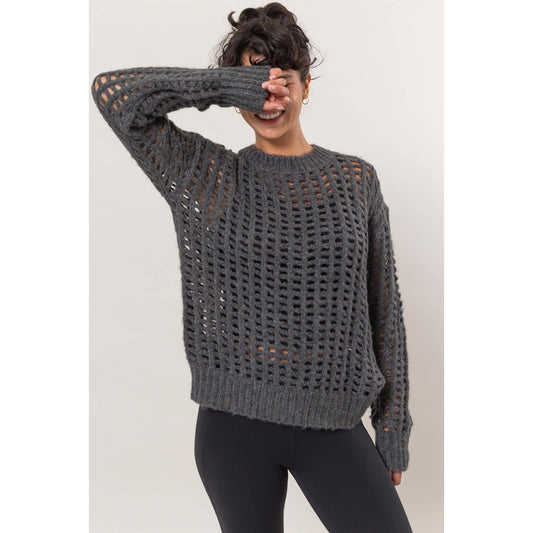 Open Stitch Long Sleeve Sweater