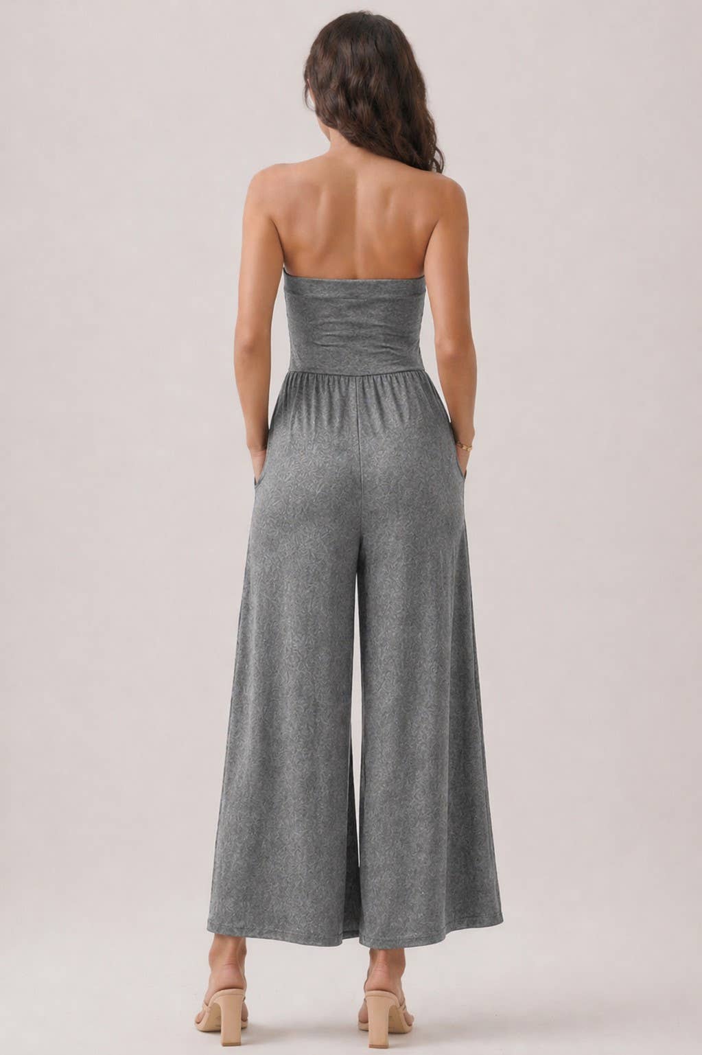 V SHAPE DROP WAIST TUBE JUMPSUIT