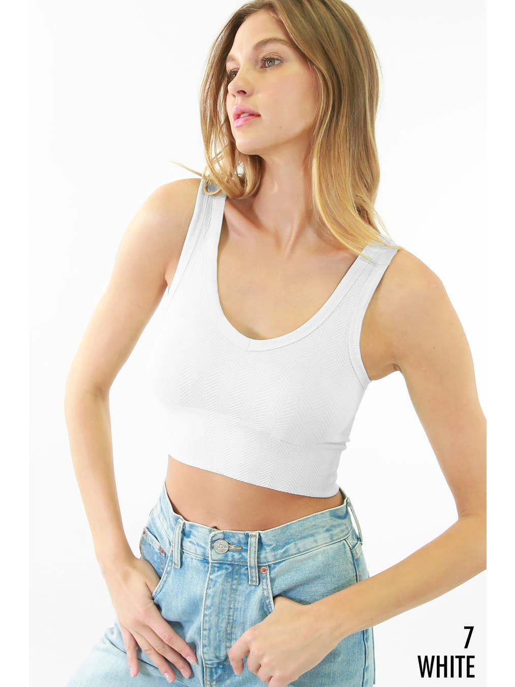Reversible Herringbone Crop Top