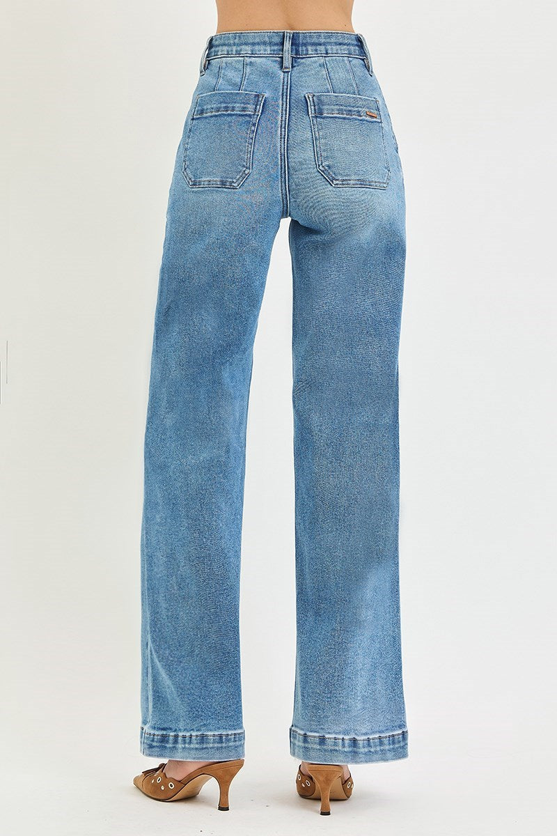 TUMMY CONTROL HIGH RISE WIDE LEG JEANS
