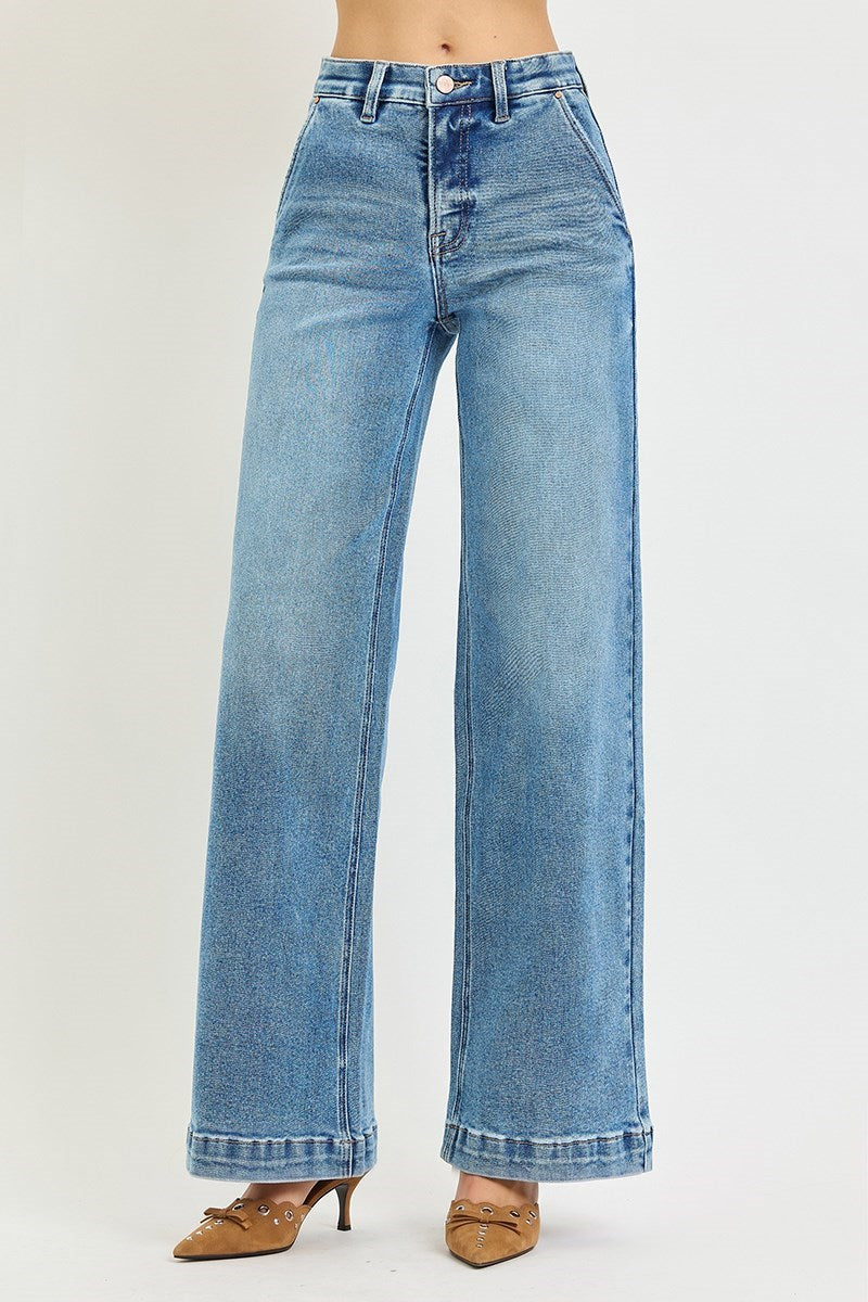 TUMMY CONTROL HIGH RISE WIDE LEG JEANS