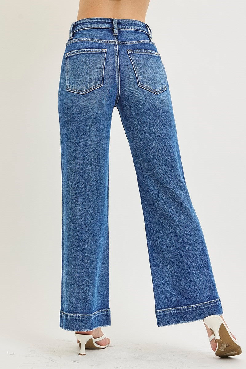 TUMMY CONTORL HIGH RISE ANKLE WIDE JEANS