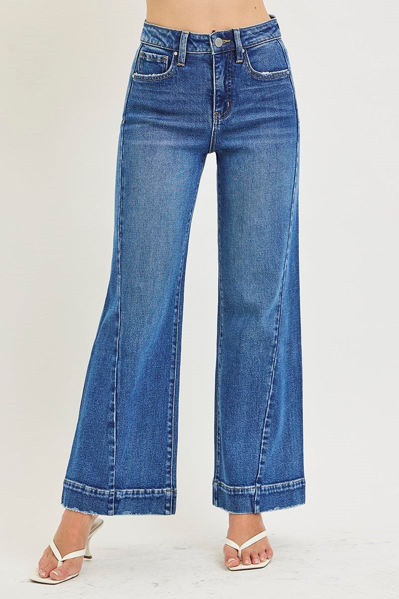 TUMMY CONTORL HIGH RISE ANKLE WIDE JEANS