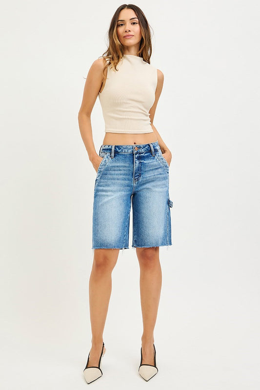 HIGH RISE BERMUDA WITH SIDE TAB DETAIL