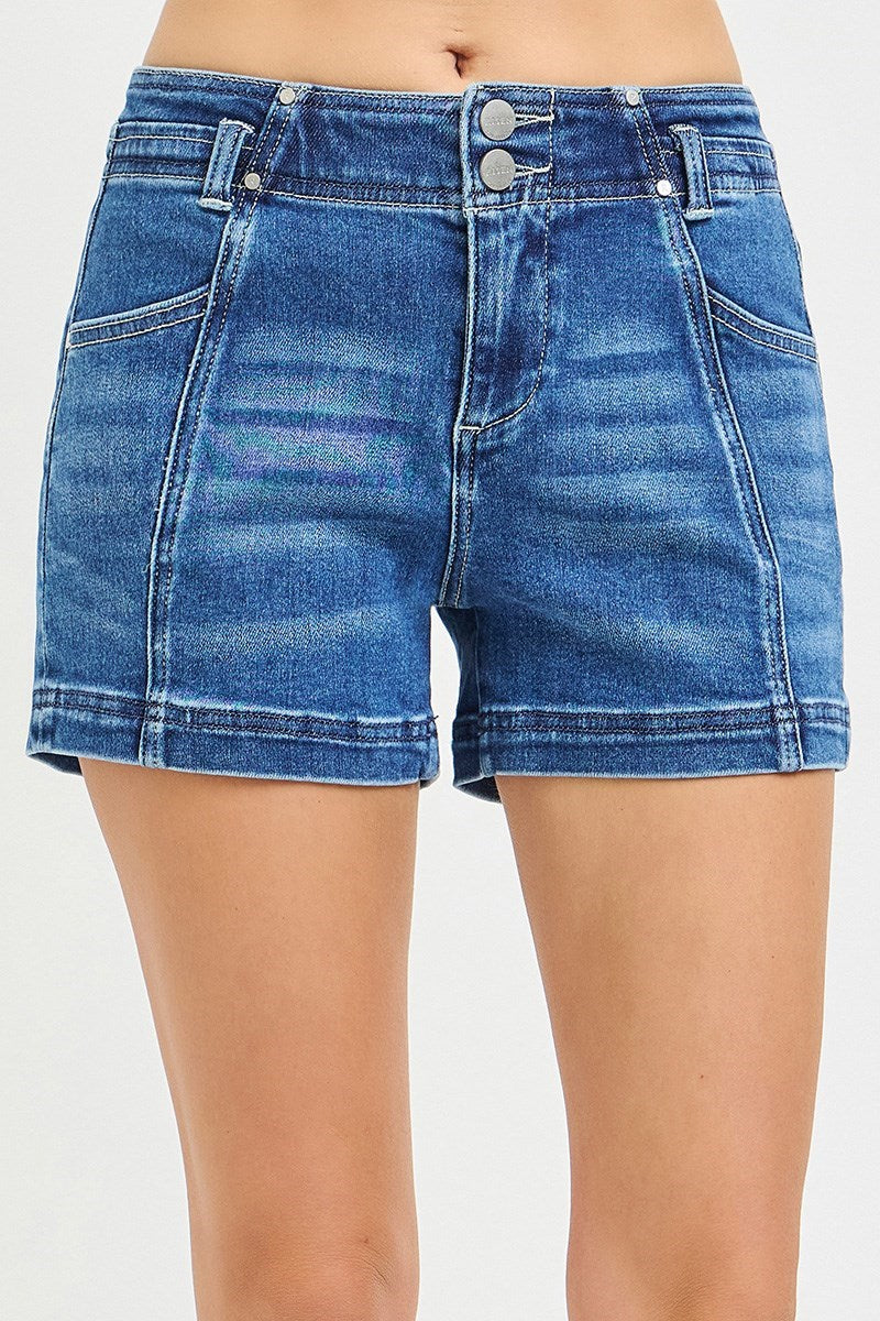 MID RISE SHORTS WITH SEAM DETAILS