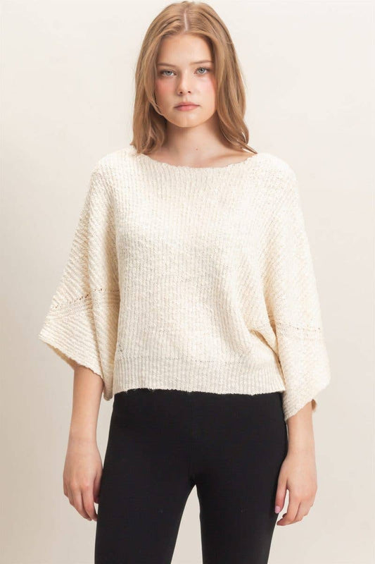 Ribbed Boat Neck Sweater