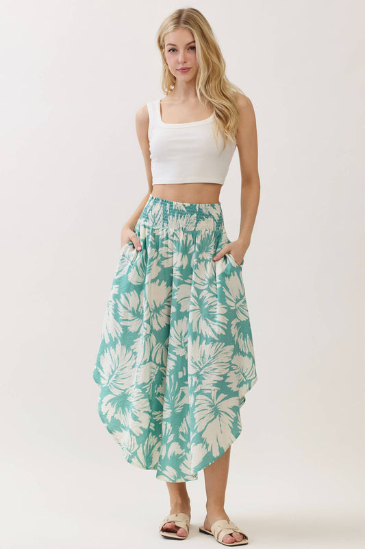 WAIST SMOCKED ROUND BOTTOM SKIRTS