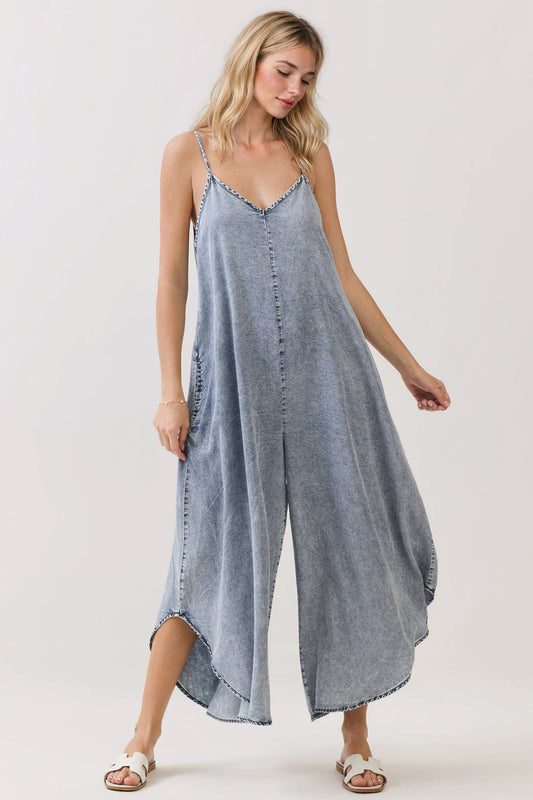 DENIM SLOUCHY FITTED JUMPSUIT