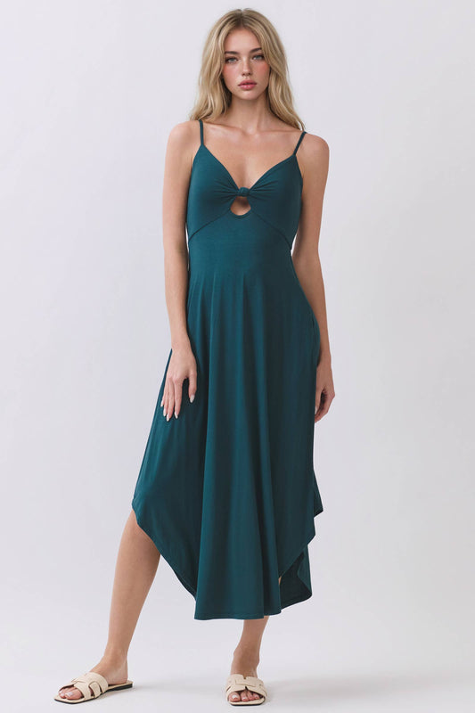 SOLID RAYON MODAL V-NECK CAMI DRESS