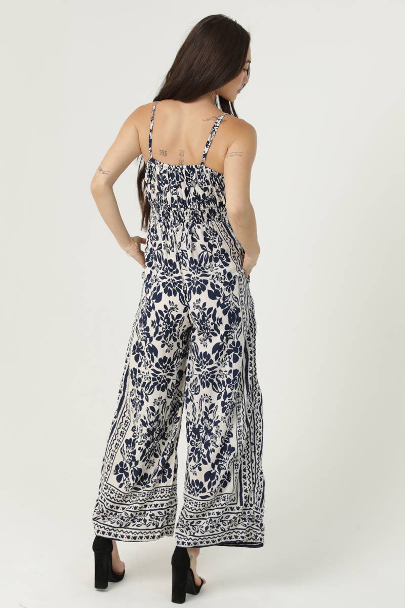V NECK PRINTED JUMPSUIT