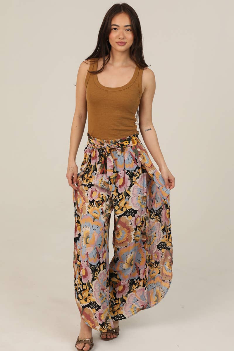 FLORAL PRINT WRAP PANTS