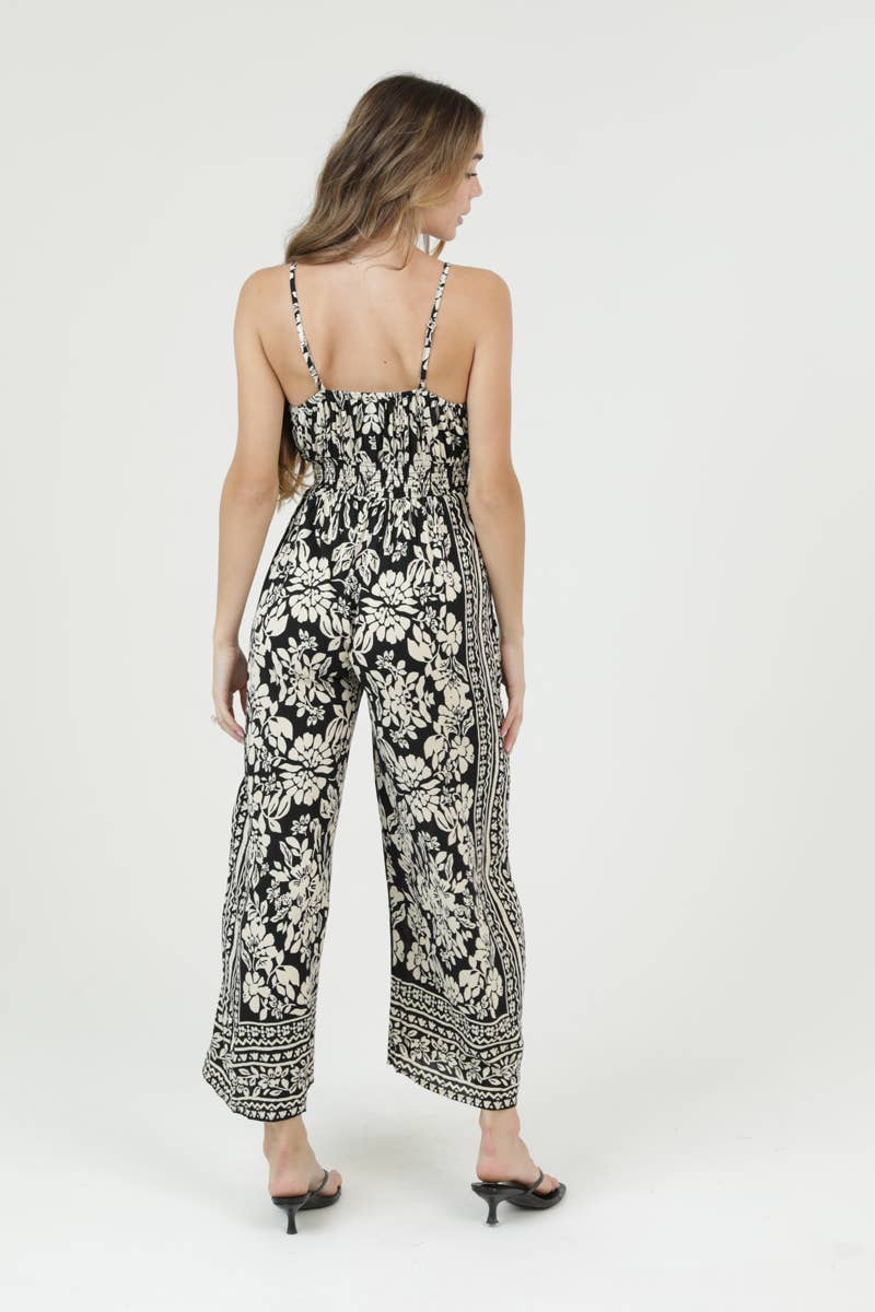 V NECK PRINTED JUMPSUIT