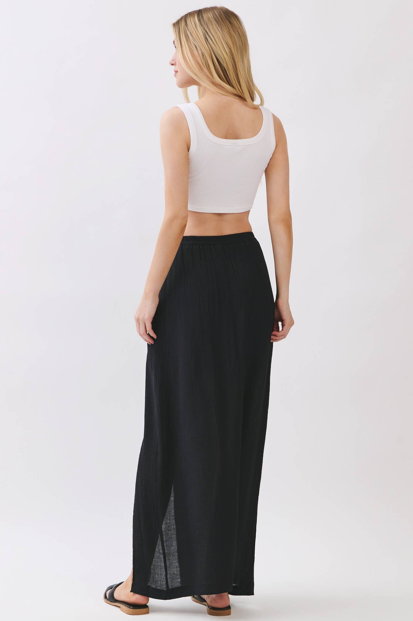FAUX WRAP PLEATS MAXI SKIRT - VJS800016