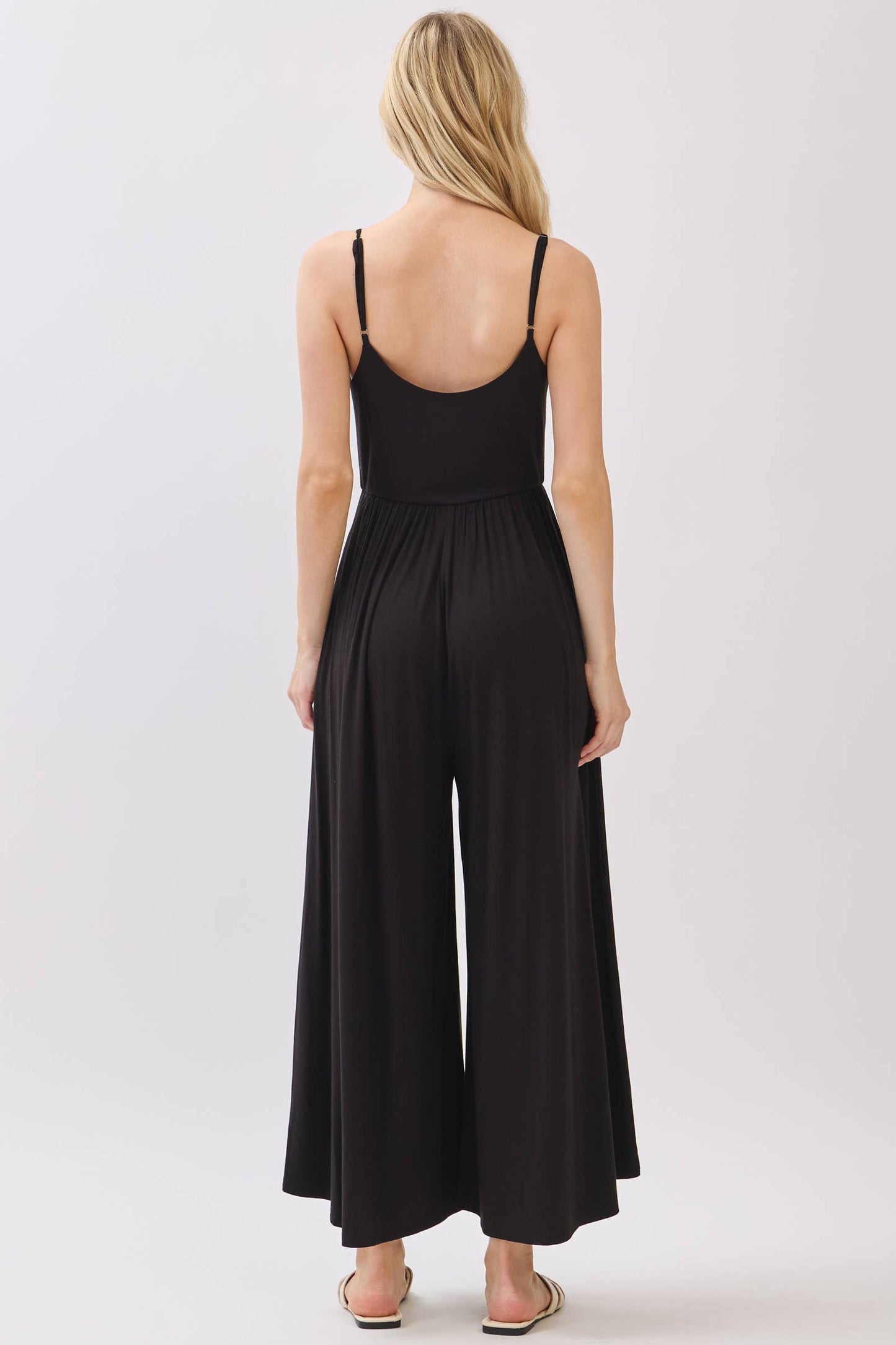 Flare Wide Leg Jumpsuit W/ Adjustable Strap
