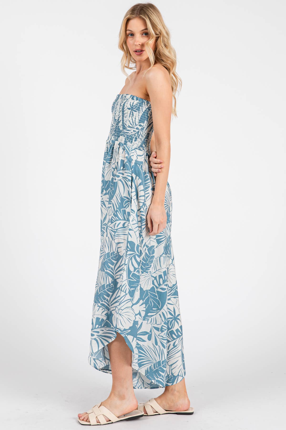 Print Smocked Detail Jumpsuit