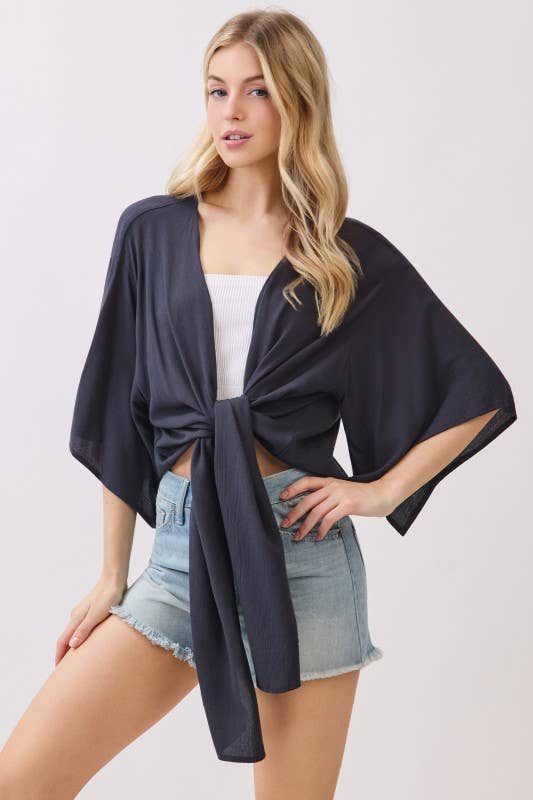 THREE QUARTER SHORT KIMONO CARDIGAN